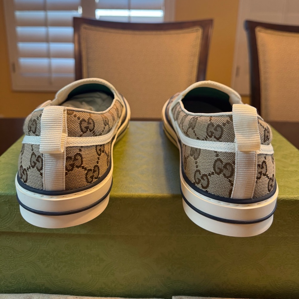 New Gucci GG Supreme Logo Tennis 1977 Slip On Sneaker Shoes Size UK 12.5 / US 13 - Picture 11 of 16